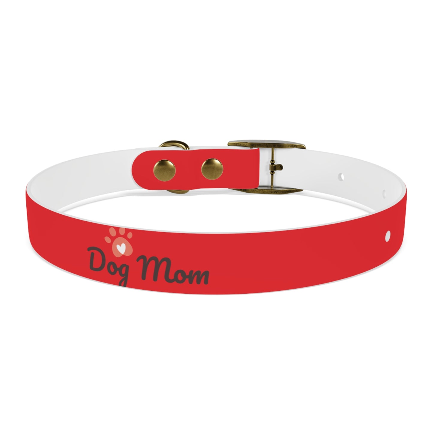 Personalized Dog Collar - Red "Dog Mom" Design for Stylish Pet Owners