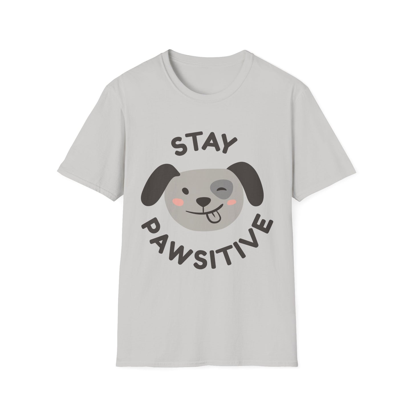 Stay Pawsitive Unisex Softstyle T-Shirt - Süßes Hunde Grafik T-Shirt