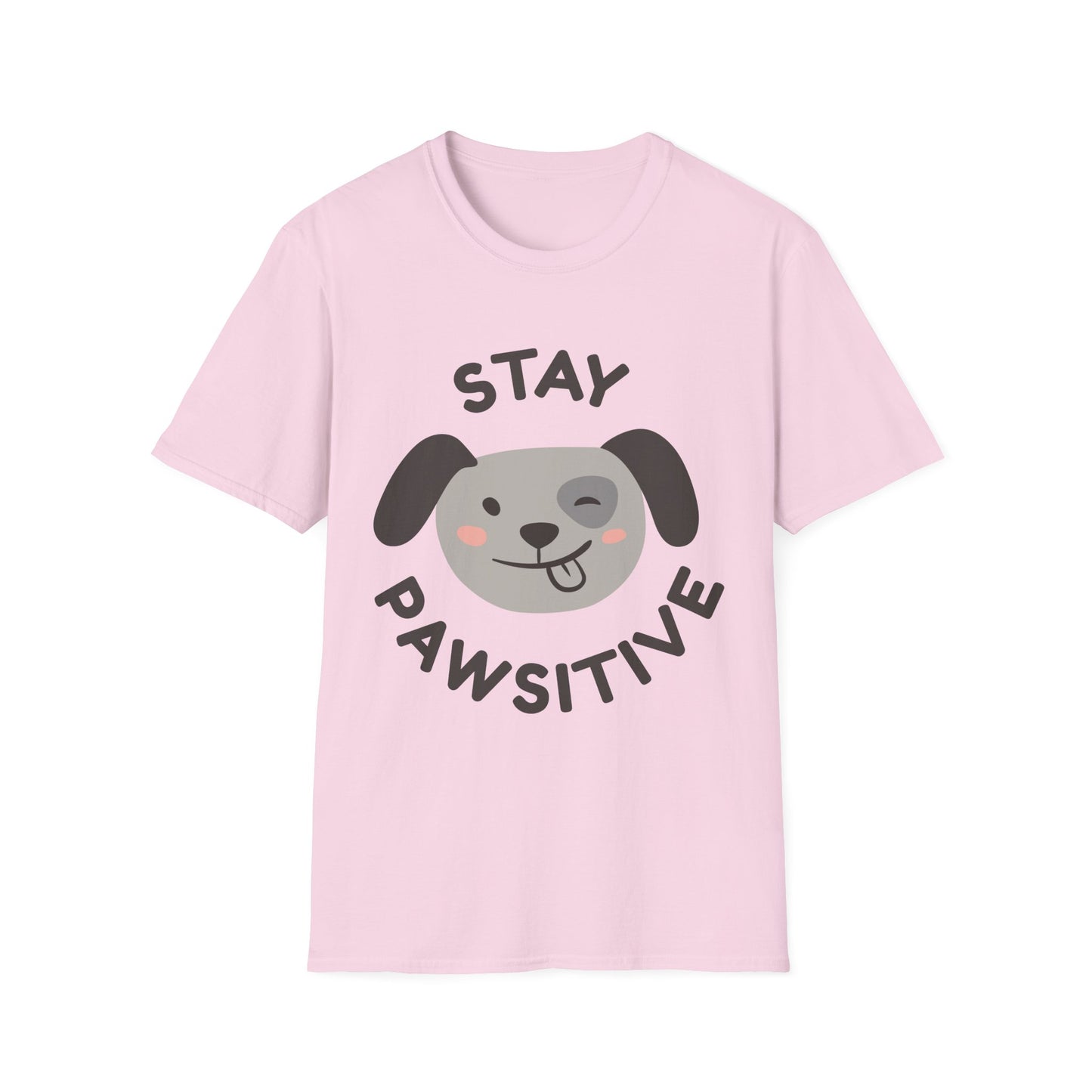 Stay Pawsitive Unisex Softstyle T-Shirt - Cute Dog Graphic Tee