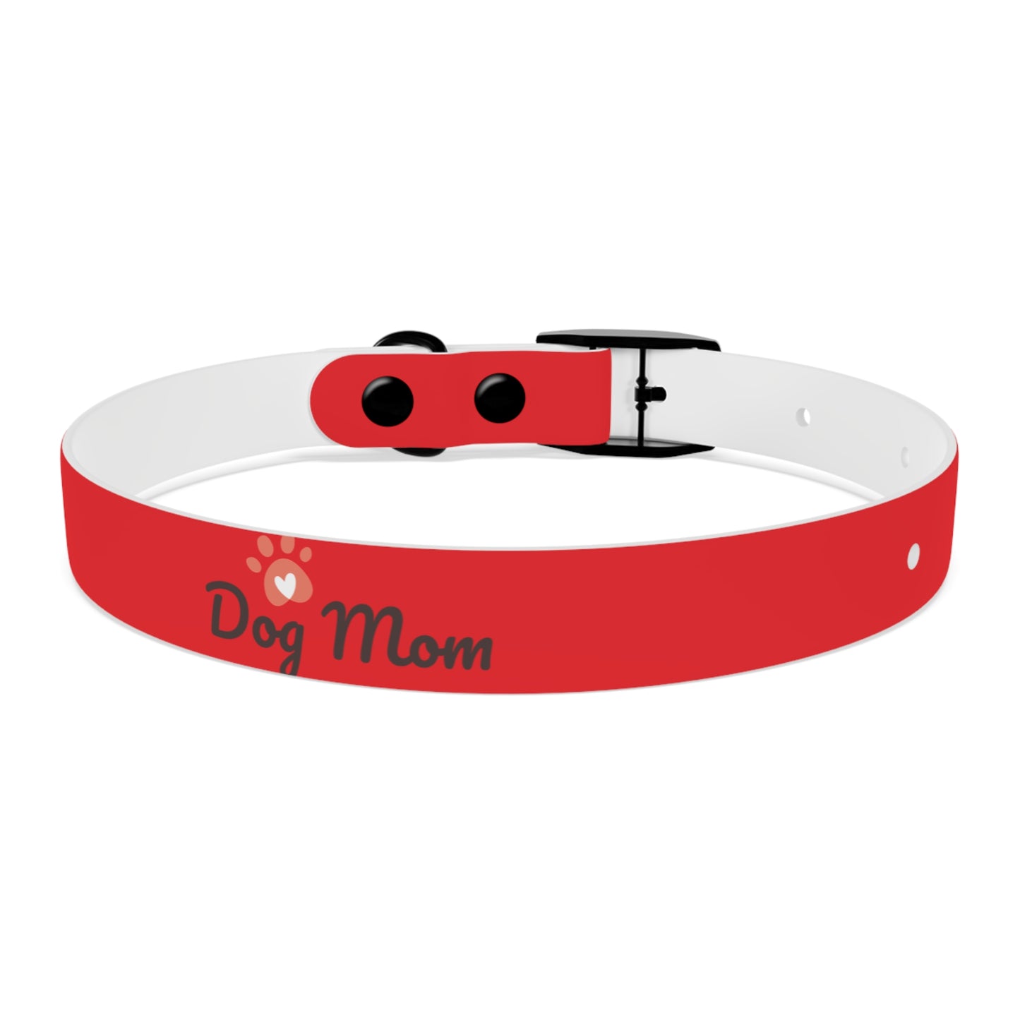 Personalized Dog Collar - Red "Dog Mom" Design for Stylish Pet Owners