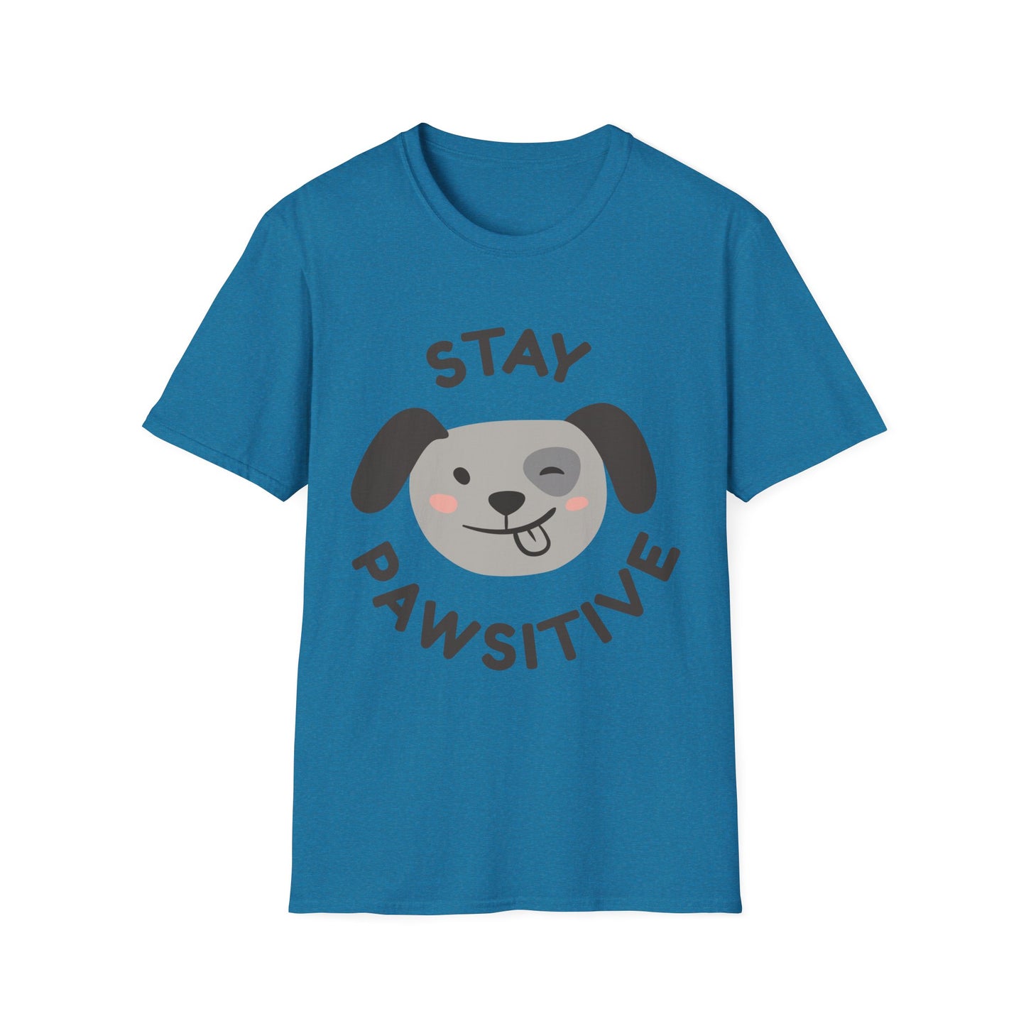 Stay Pawsitive Unisex Softstyle T-Shirt - Cute Dog Graphic Tee