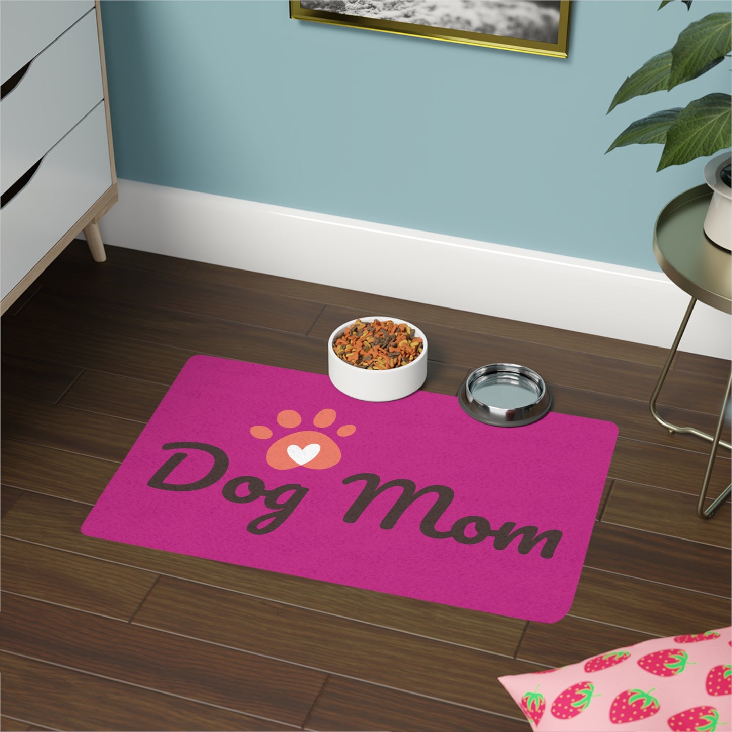 Dog Mom Pet Food Mat (12x18) - Stylish Feeding Station for Pet Lovers