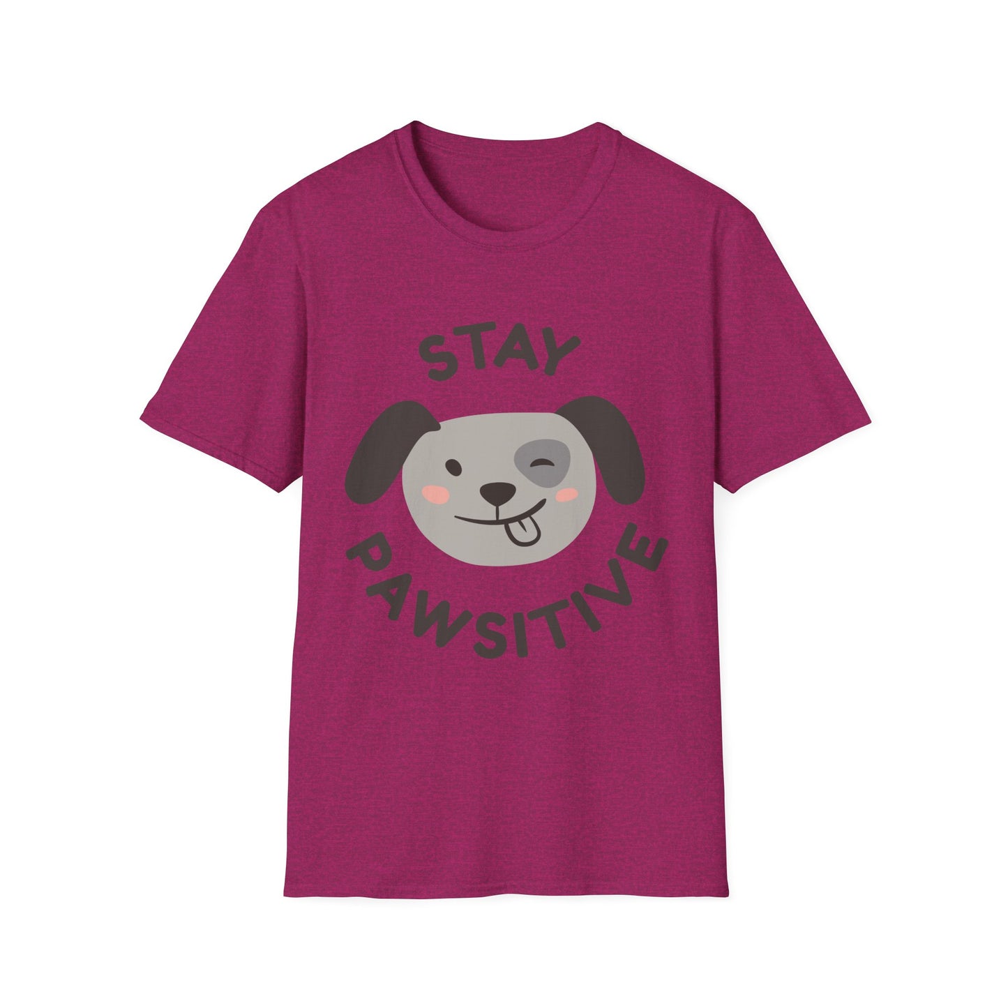 Stay Pawsitive Unisex Softstyle T-Shirt - Süßes Hunde Grafik T-Shirt