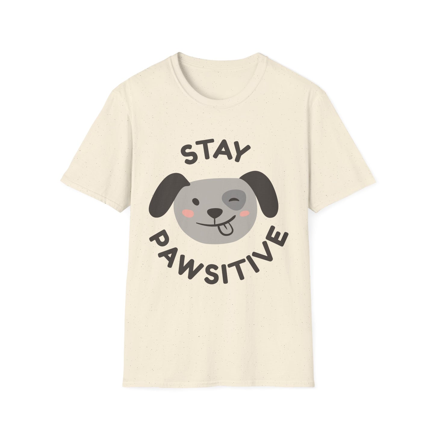 Stay Pawsitive Unisex Softstyle T-Shirt - Süßes Hunde Grafik T-Shirt