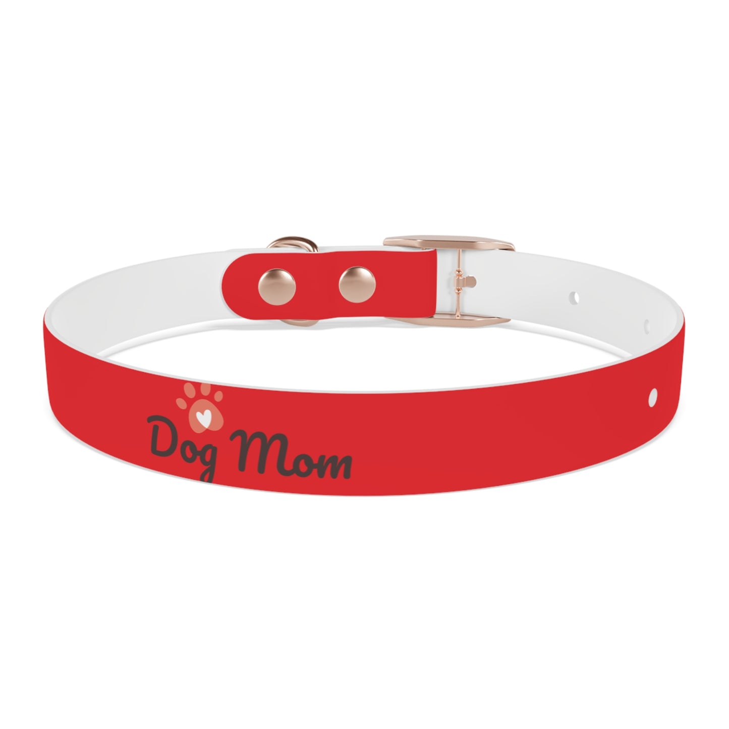 Personalized Dog Collar - Red "Dog Mom" Design for Stylish Pet Owners