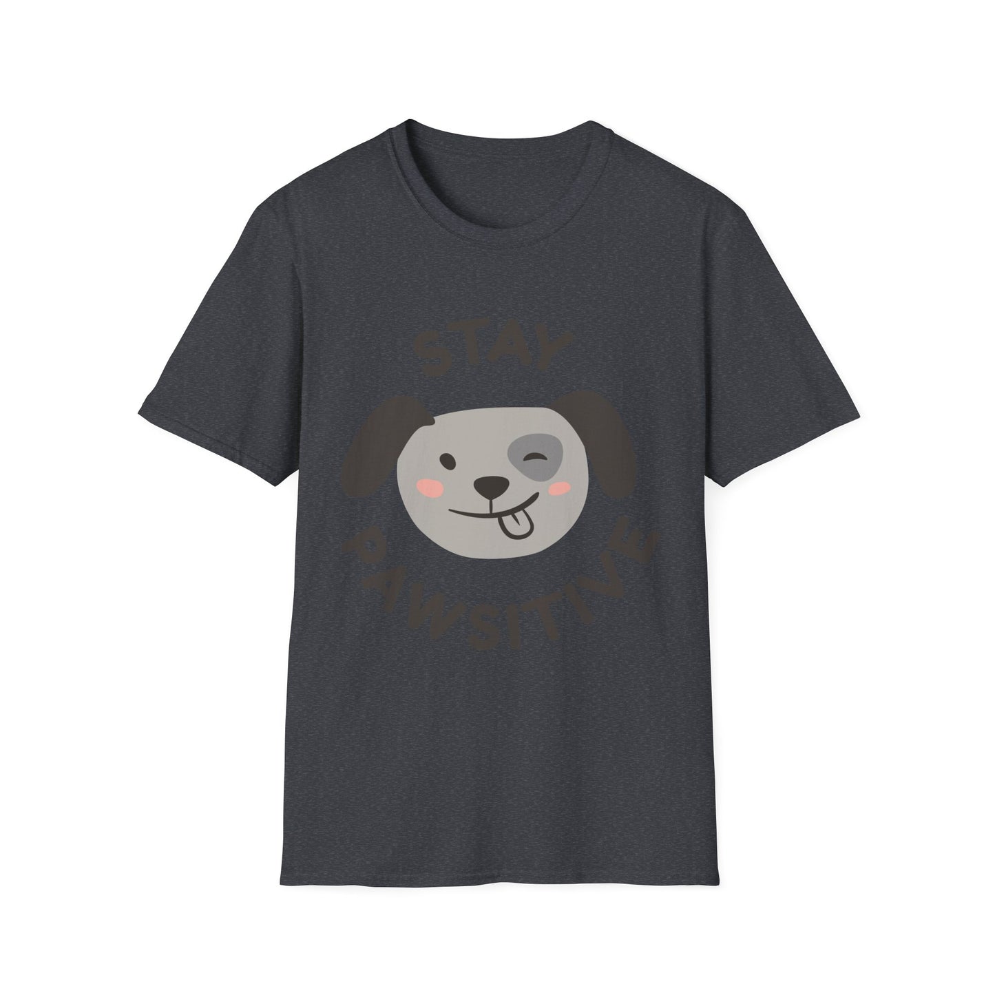 Stay Pawsitive Unisex Softstyle T-Shirt - Cute Dog Graphic Tee