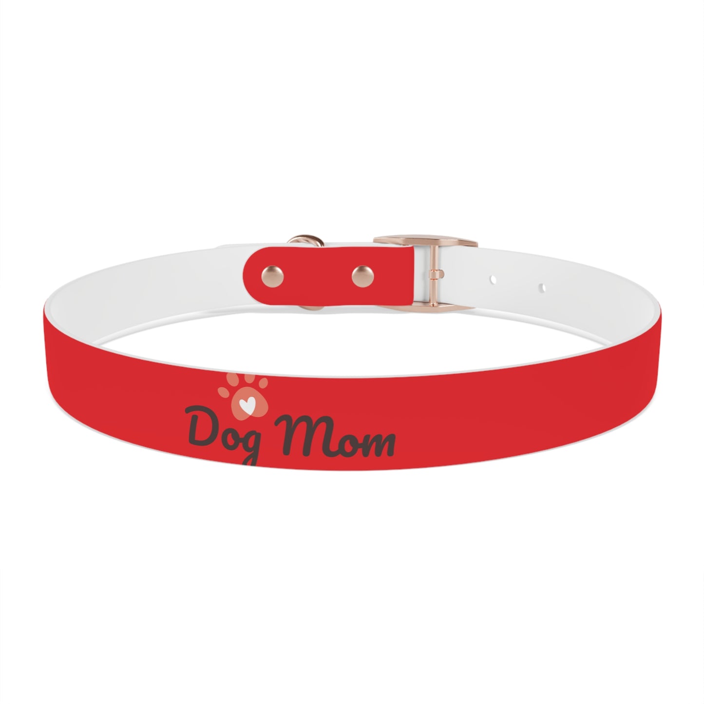 Personalized Dog Collar - Red "Dog Mom" Design for Stylish Pet Owners