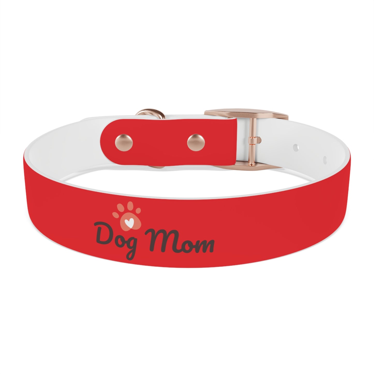 Personalized Dog Collar - Red "Dog Mom" Design for Stylish Pet Owners