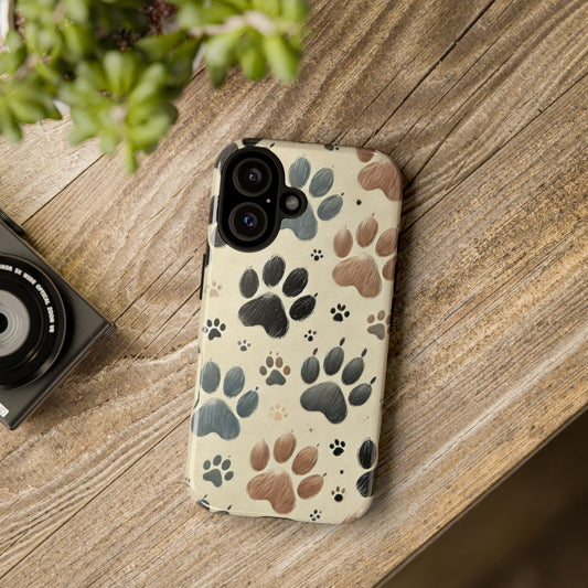 Paw Print Tough Phone Case - Durable Pet Lover Accessory