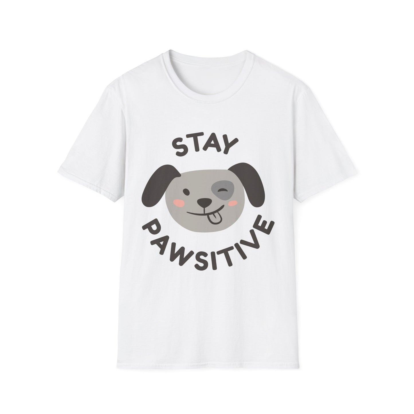 Stay Pawsitive Unisex Softstyle T-Shirt - Cute Dog Graphic Tee