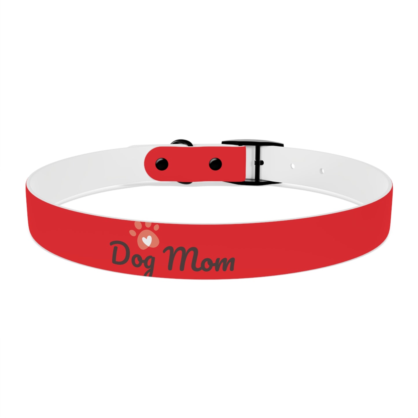 Personalized Dog Collar - Red "Dog Mom" Design for Stylish Pet Owners