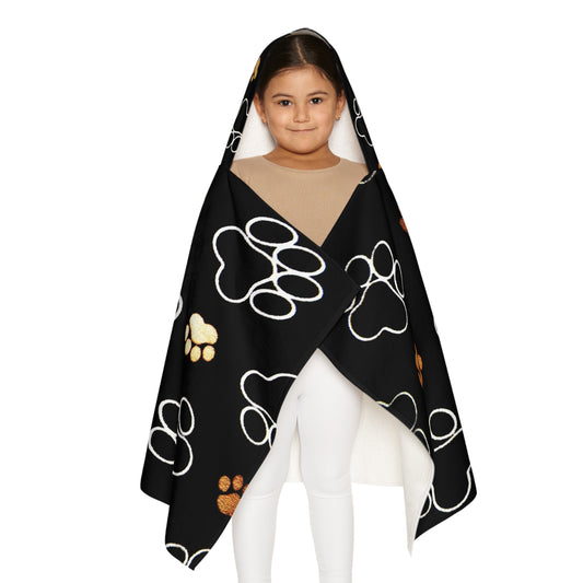 Youth Hooded Towel - Fun Paw Print Design for Pool & Beach Days