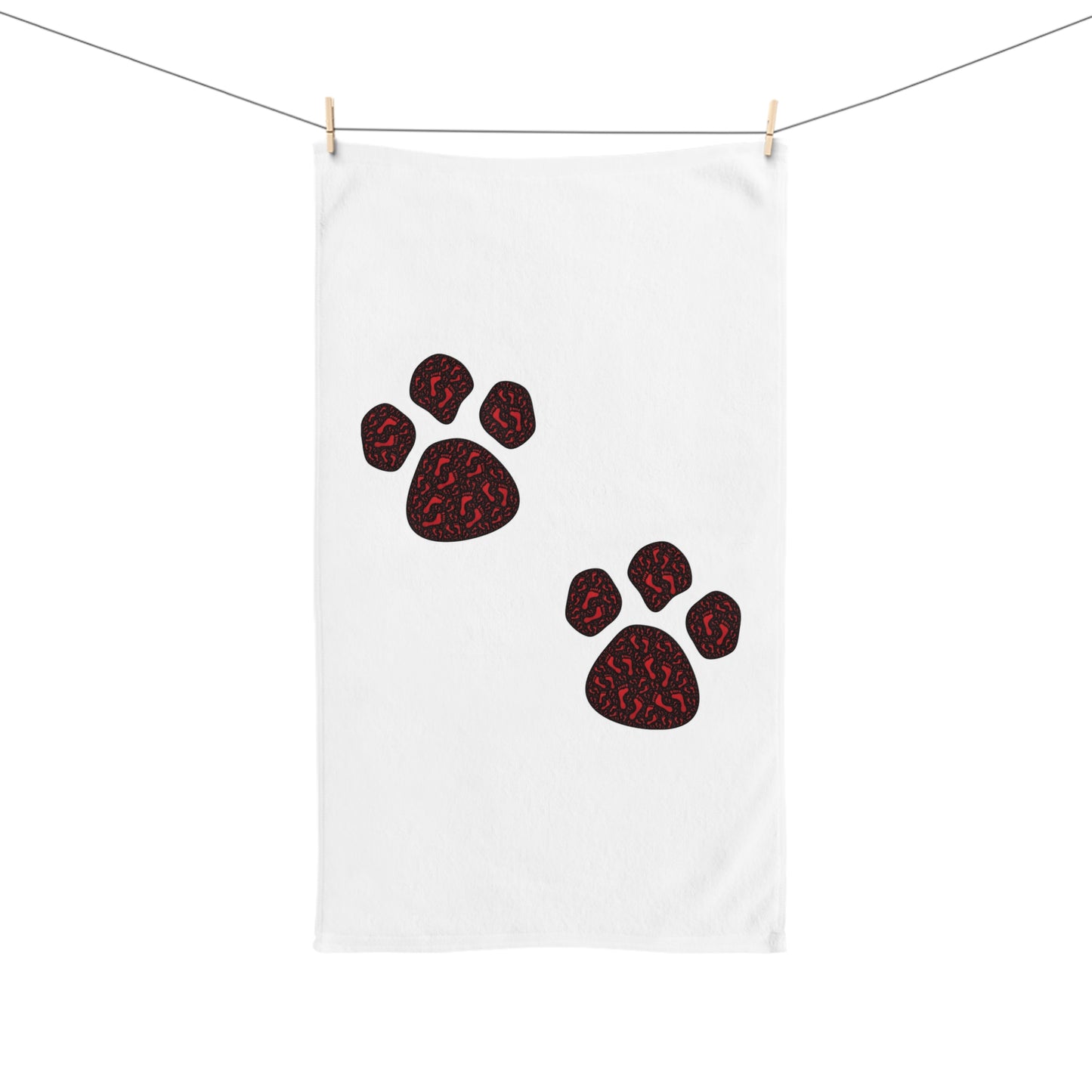 Red Paw Print Hand Towel - Perfect for Pet Lovers & Animal Enthusiasts