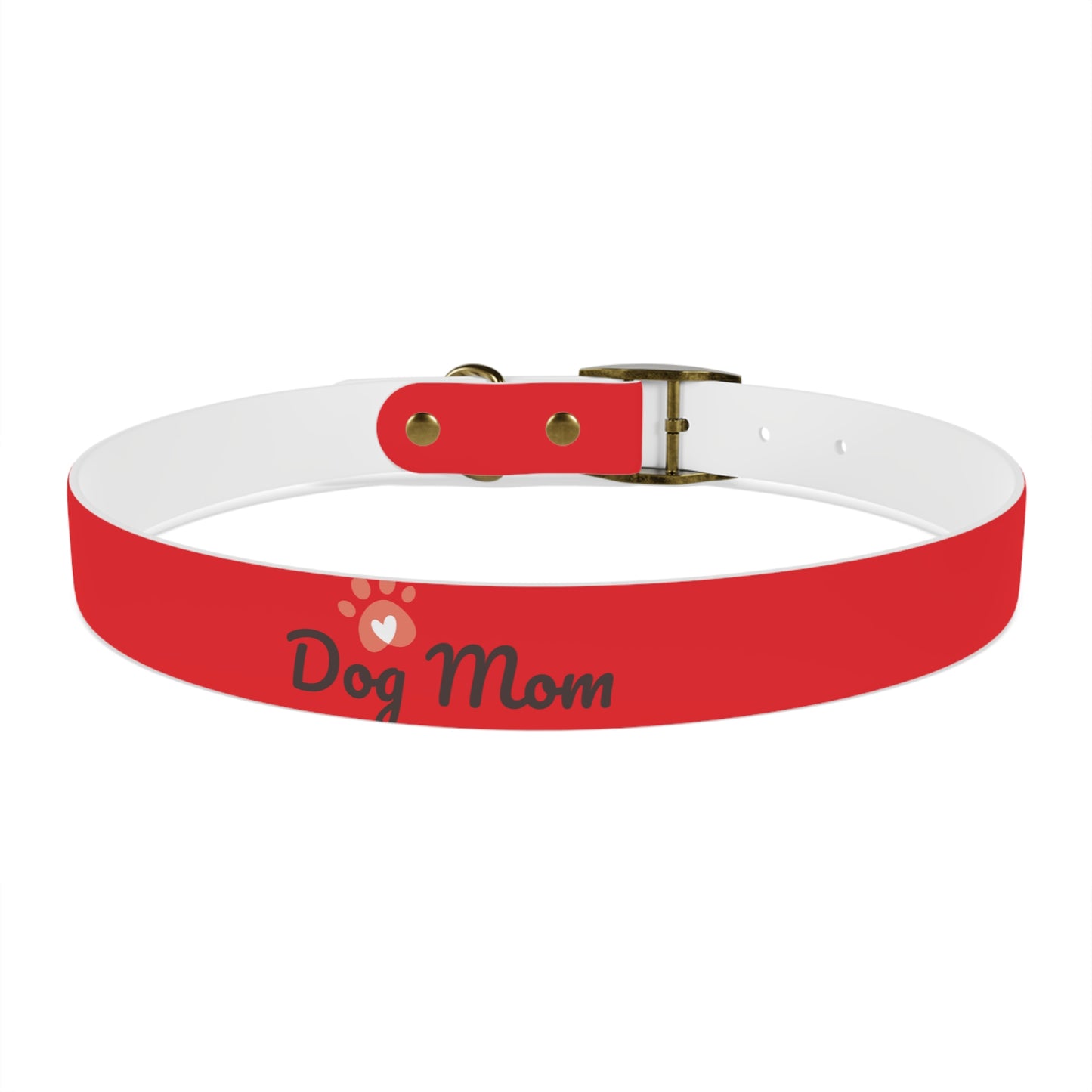 Personalized Dog Collar - Red "Dog Mom" Design for Stylish Pet Owners