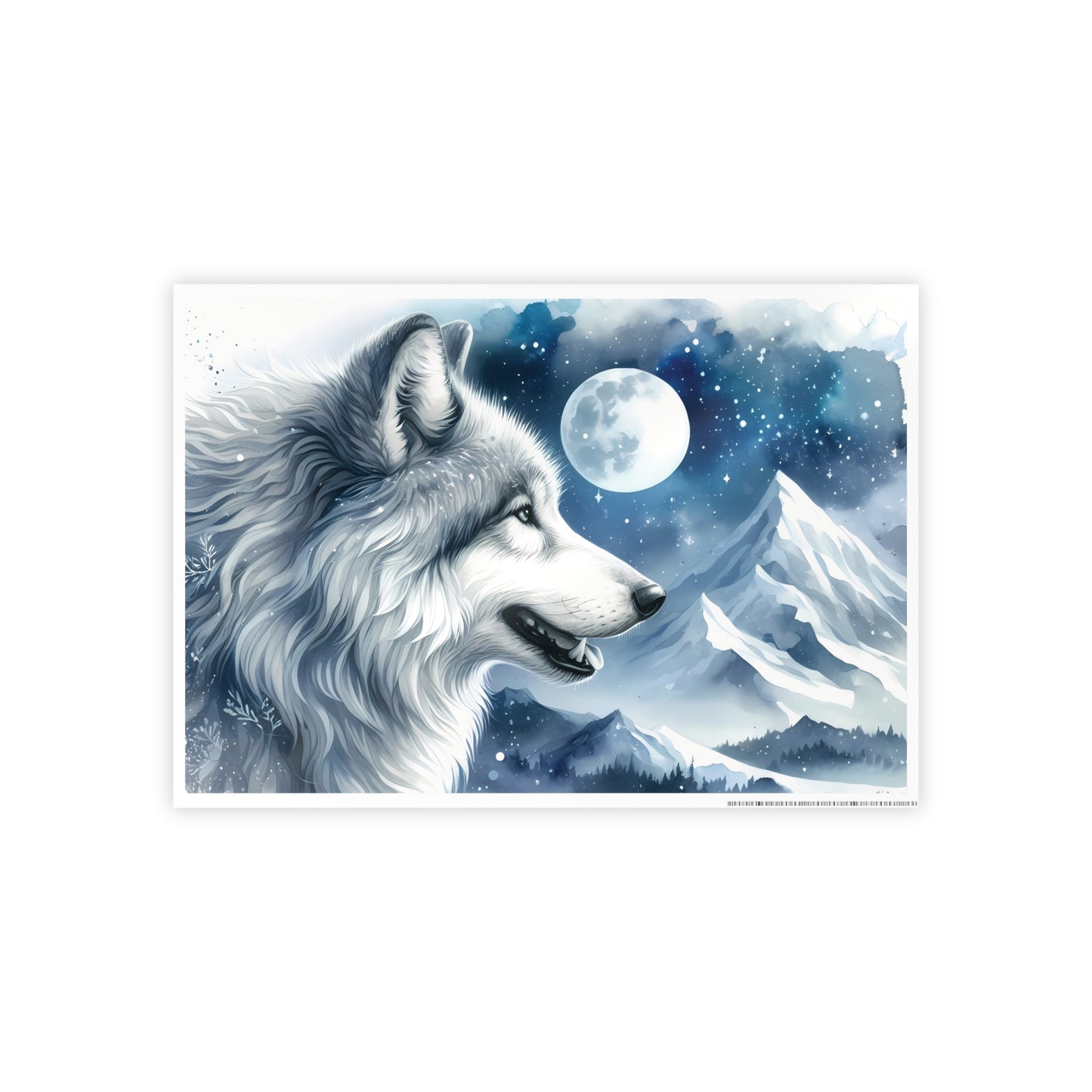 Majestic Wolf Gloss Poster - Snowy Mountains Art for Home Décor