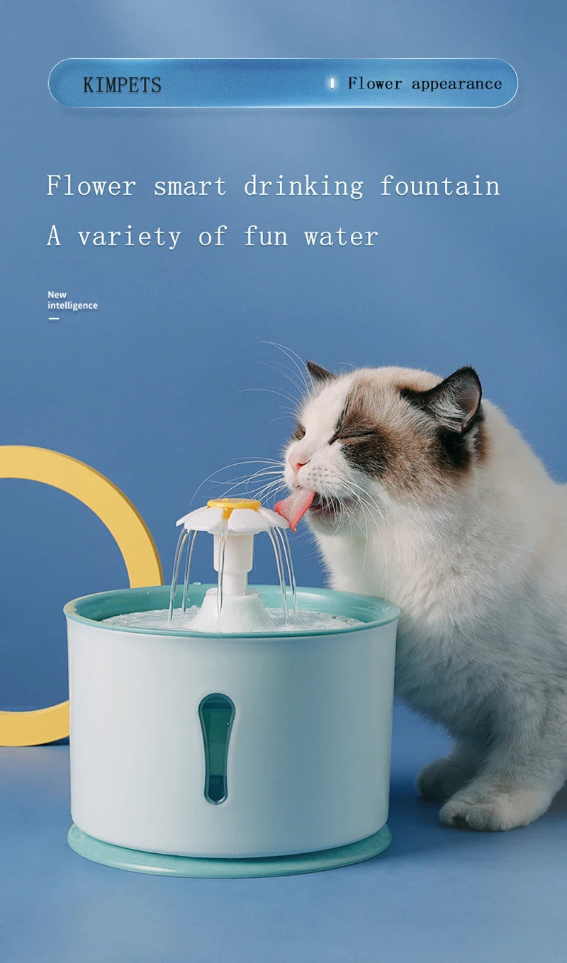 2.4L Pet Cat Drinking Water Fountain Dispenser Activated Carbon Filters LED Automatic Feeder Container USB Interface