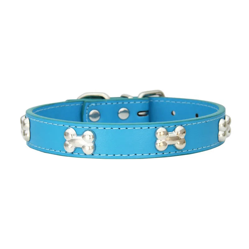 Bone Leather Durable Pet Dog Collars Puppy