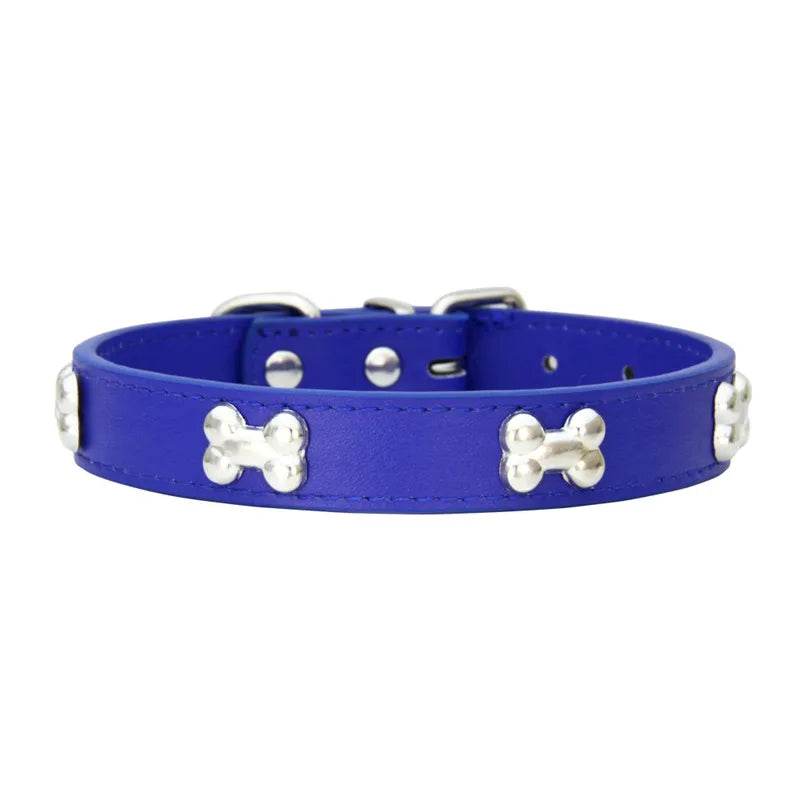 Bone Leather Durable Pet Dog Collars Puppy