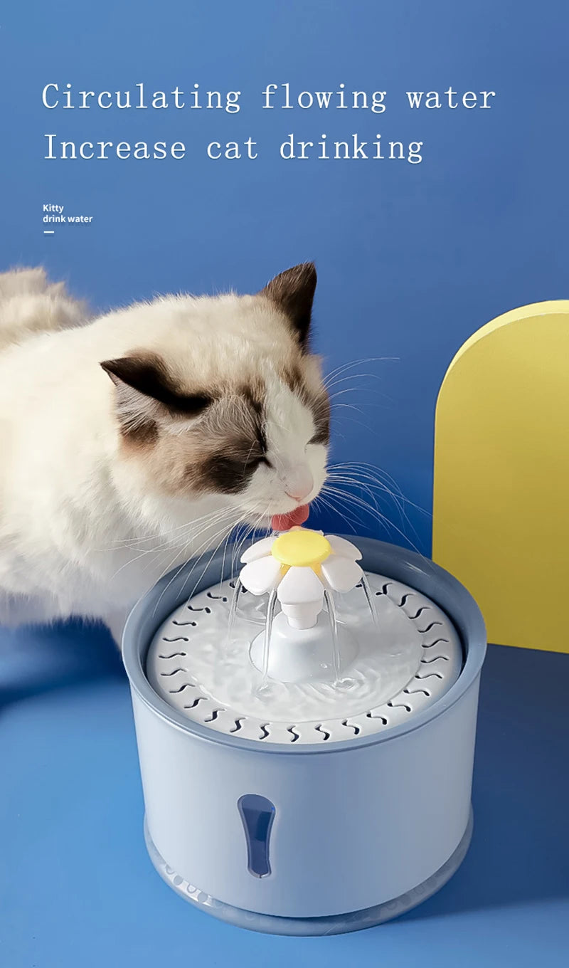 2.4L Pet Cat Drinking Water Fountain Dispenser Activated Carbon Filters LED Automatic Feeder Container USB Interface