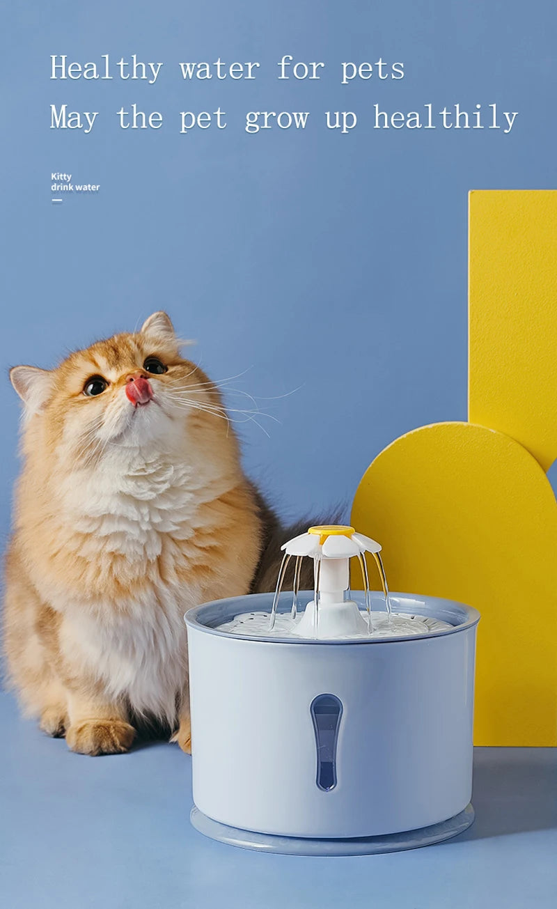 2.4L Pet Cat Drinking Water Fountain Dispenser Activated Carbon Filters LED Automatic Feeder Container USB Interface