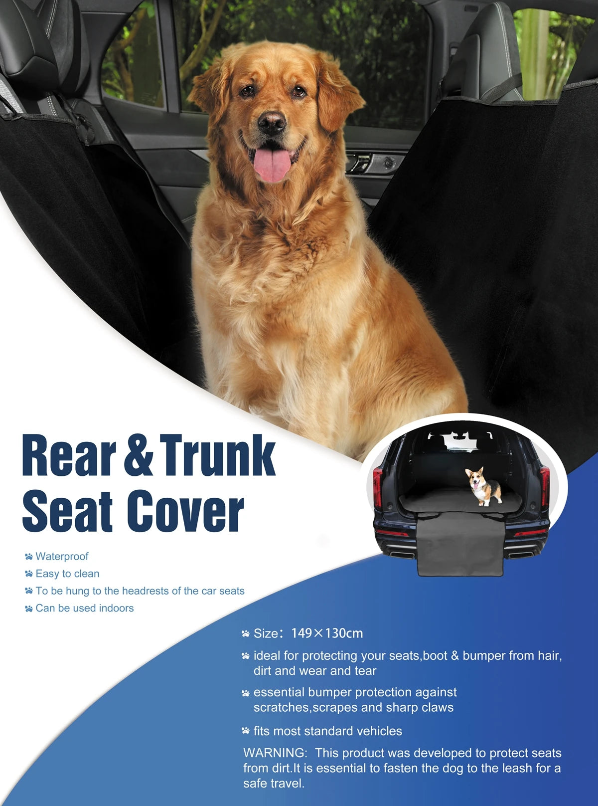 Pet Dog Car Seat Cover Hammock Waterproof Mat Trunk Protection