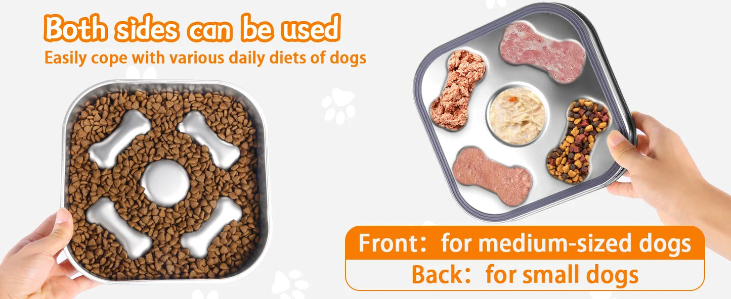 Stainless Steel Slow Feeder Bowl For Dogs And Cats