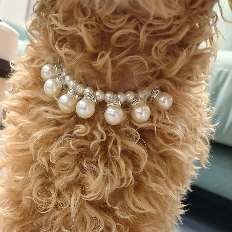 Luxury Pearl Pendant Puppy Dog Necklace