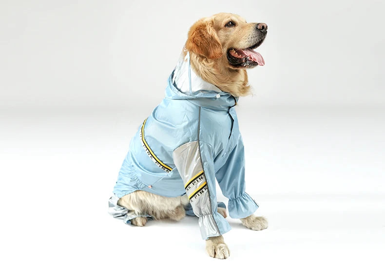 Big Dog Raincoat with Tail Jumpsuit Raincoat for Large Dogs with Reflective Strips