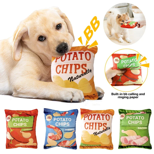 Potato Chip Bag Funny Dog Toys Plush Squeaker