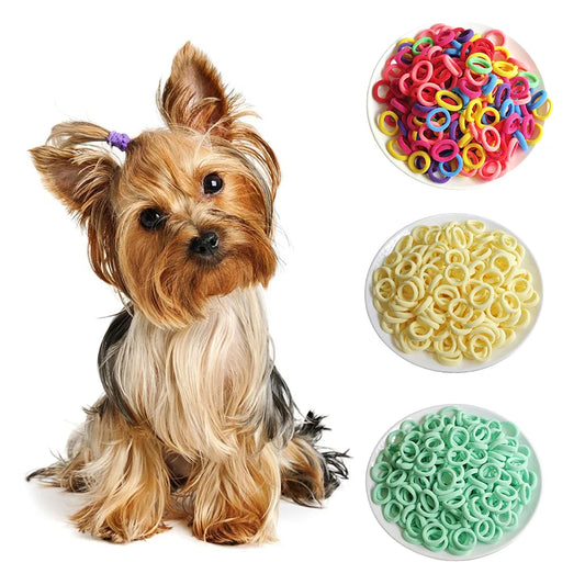 100pieces/Set Pet Elastic Hair Band Cute Dog Grooming Hair Accessories