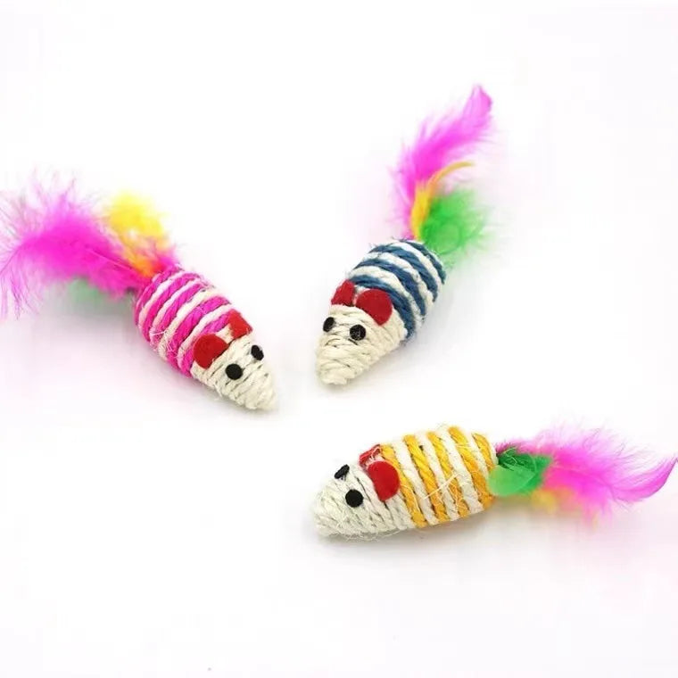 1pc Cat Toy Stick Feather Wand With Bell Mouse Cage