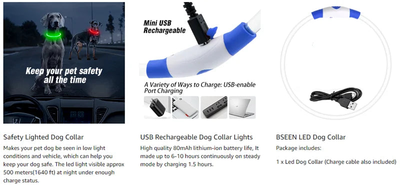 4 Modes Dog Luminou Charge Collar Led Usb