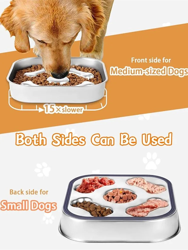 Stainless Steel Slow Feeder Bowl For Dogs And Cats