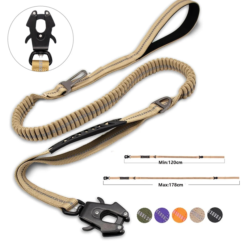 Reflective Shock Absorbing Pet Leashes with Car Seatbelt