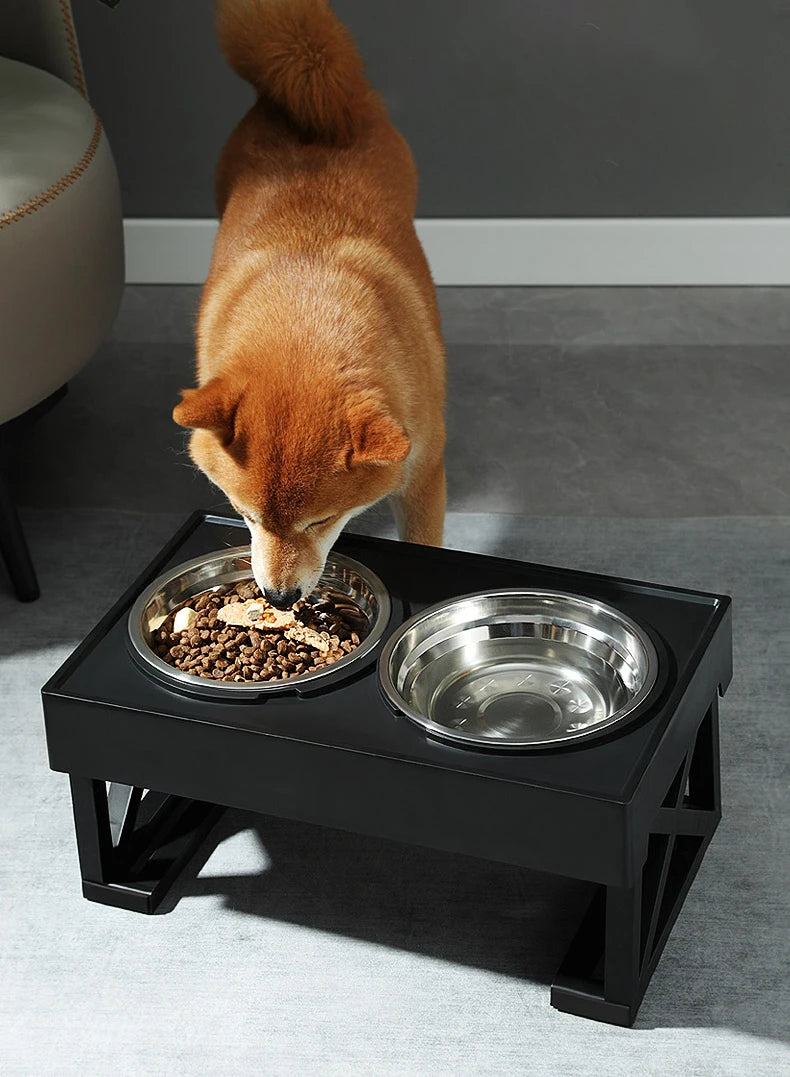 Dogs Double Bowls Stand 3 Adjustable Height