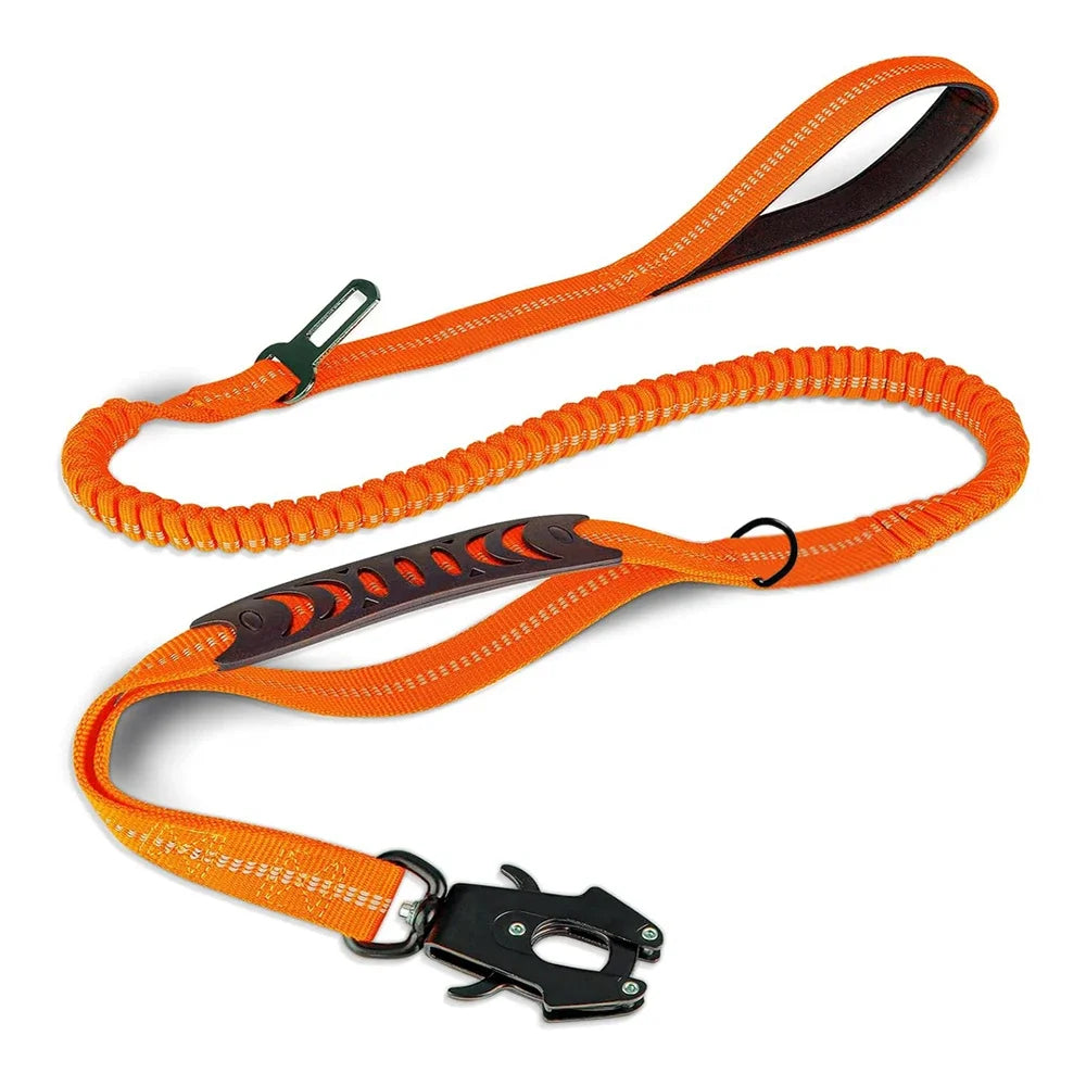 Reflective Shock Absorbing Pet Leashes with Car Seatbelt