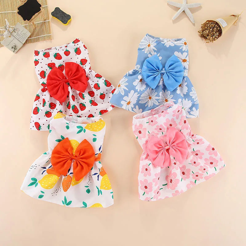 Fashion Cat and Dog Puppy Dresses with Bow