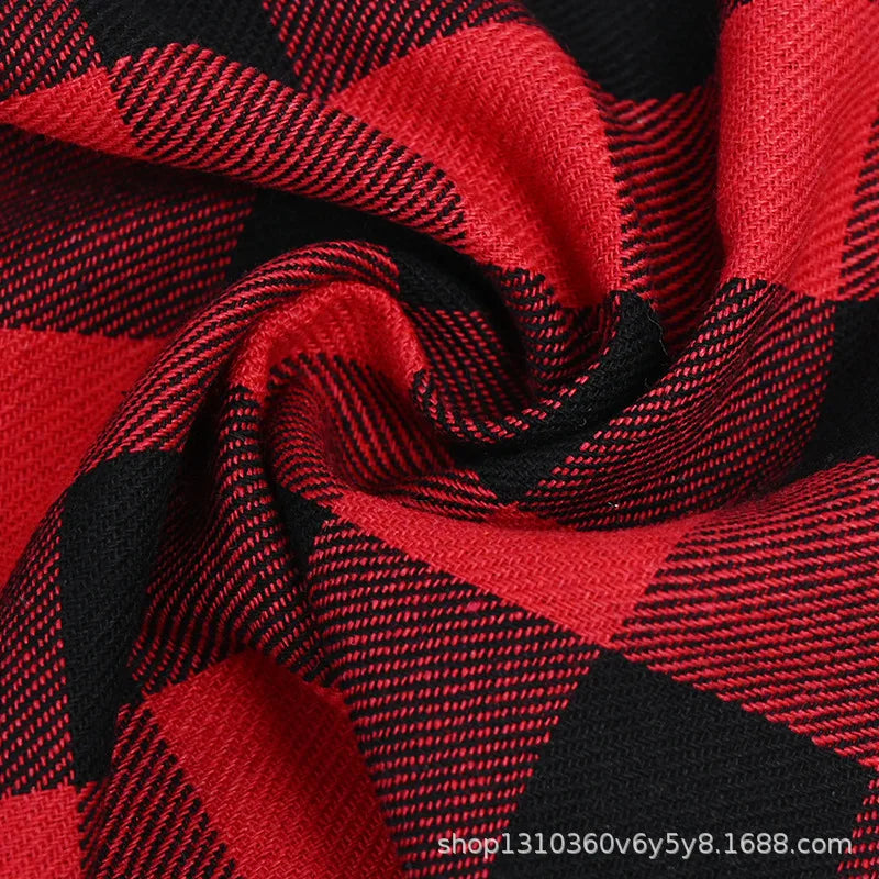 Classic Red Black Plaid Pet Dog Bandana