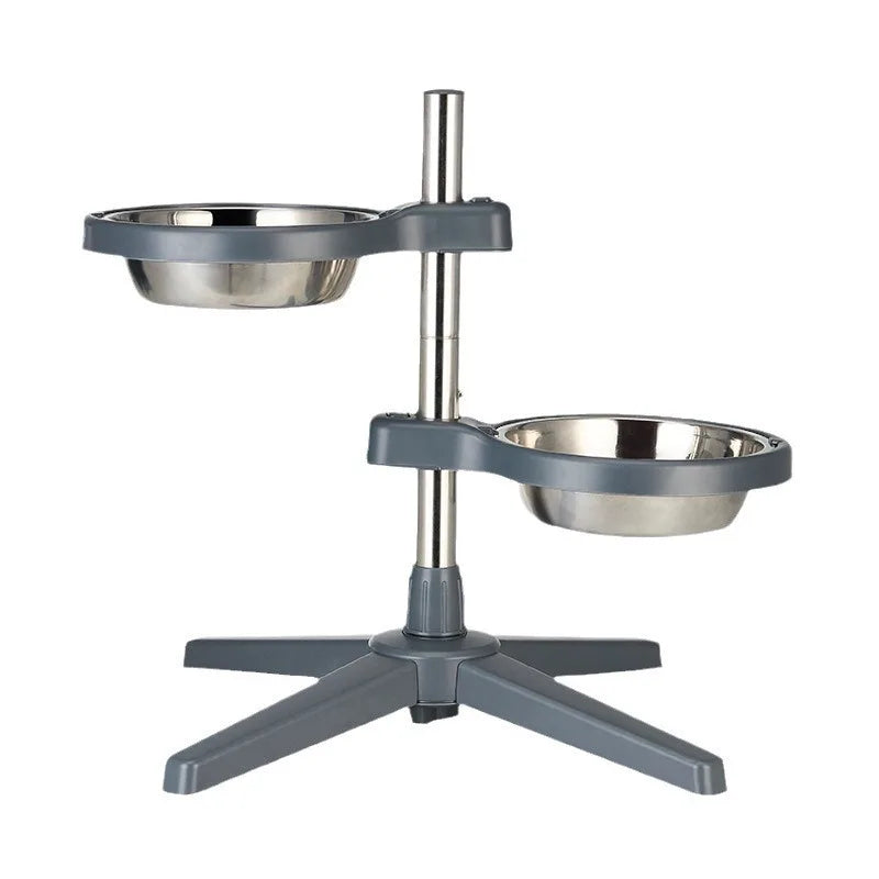 Adjustable Height Raised Pet Feeder with 2 Stainless Steel Bowls