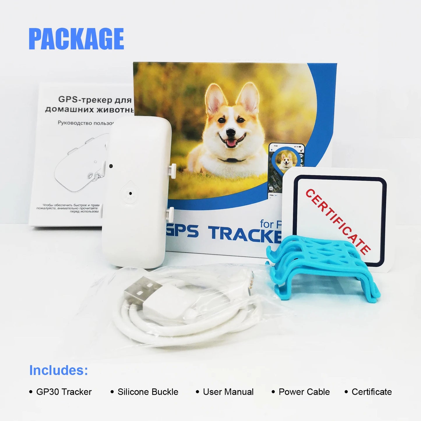 Global Pet Tracker 30 Seconds Positioning Waterproof with APP for Tracking Dogs and Cats Low Service Fee