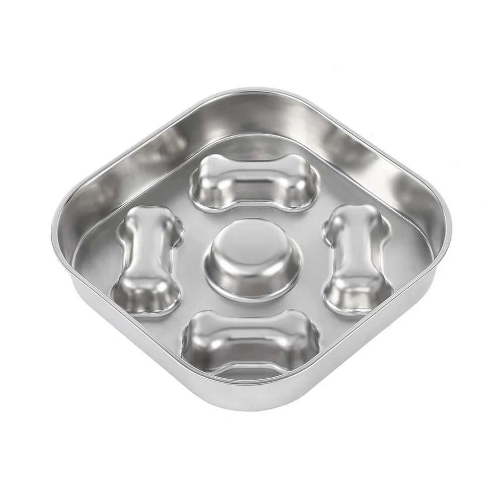 Stainless Steel Slow Feeder Bowl For Dogs And Cats