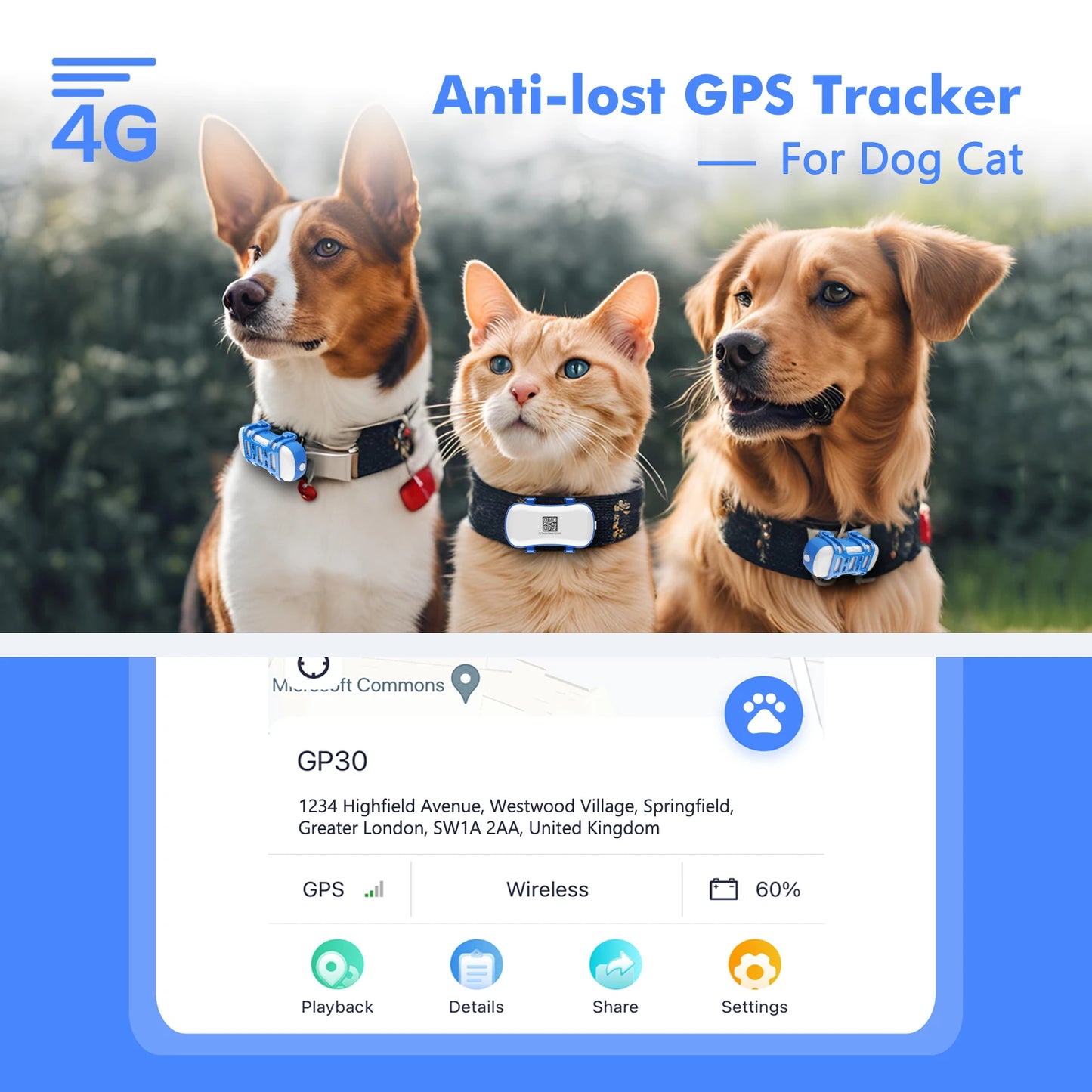 Dog Cat Tracker Smart Light Sound Search