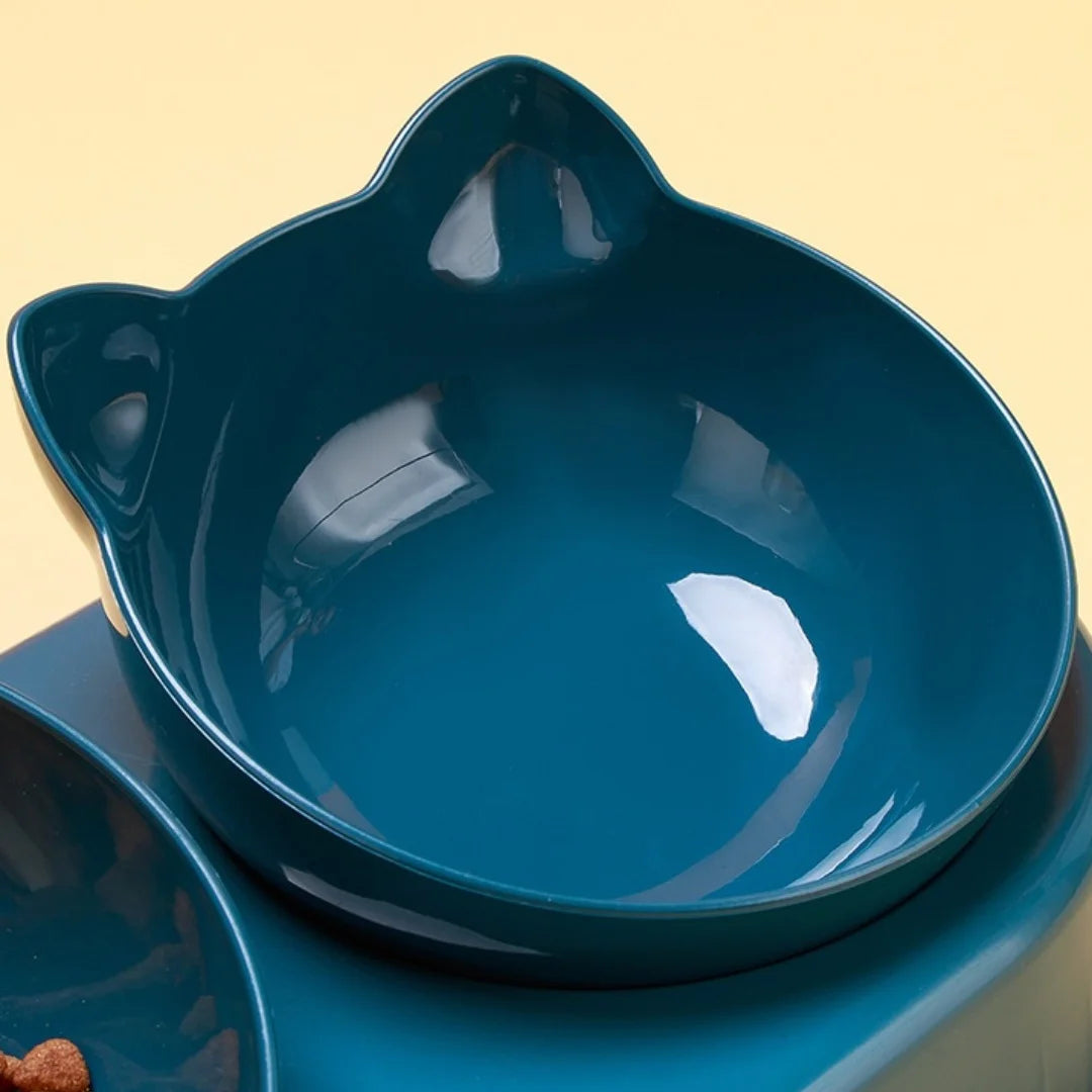 Triple Cat Bowls 15°Tilt 3-in-1 Water Feeder Bowls