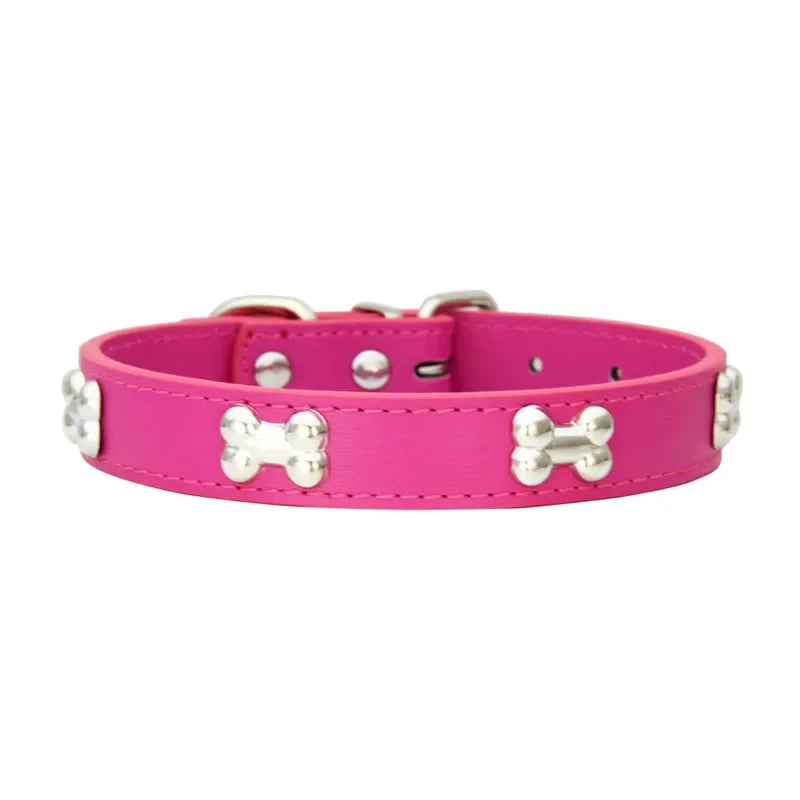 Bone Leather Durable Pet Dog Collars Puppy