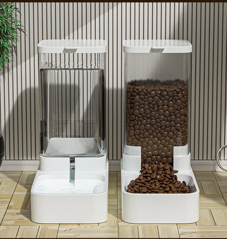 Automatic Cat Feeder & Water Dispenser with Gravity Food Storage Container