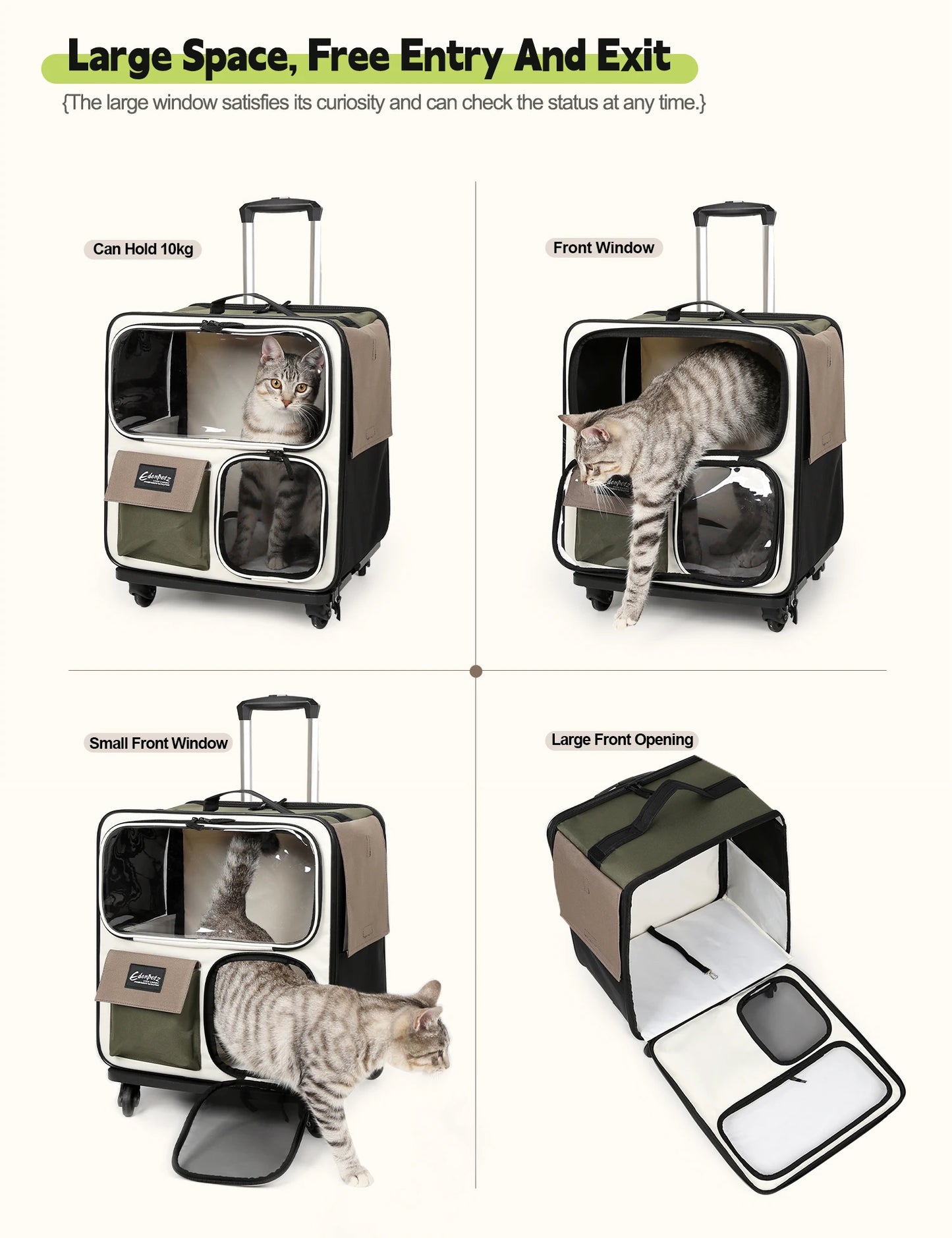 Foldable Pet Dog Trolley,4 Universal Wheels