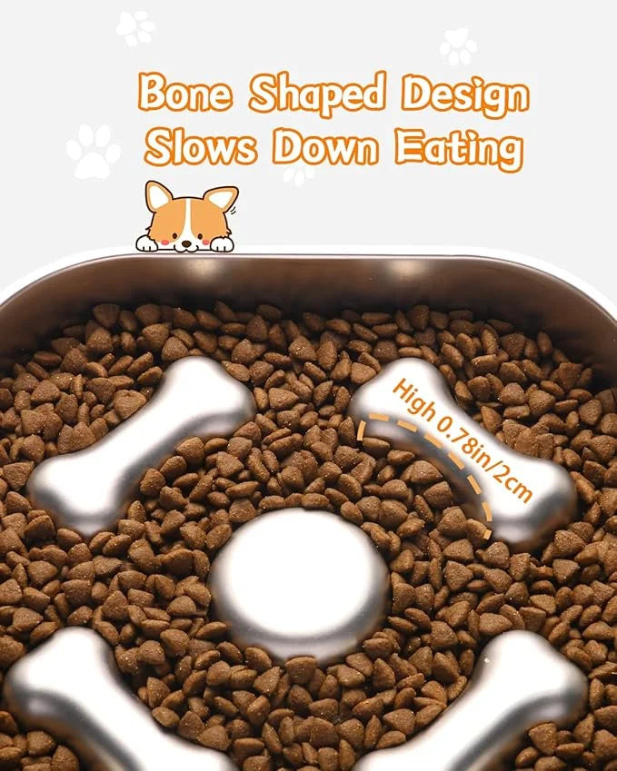 Stainless Steel Slow Feeder Bowl For Dogs And Cats