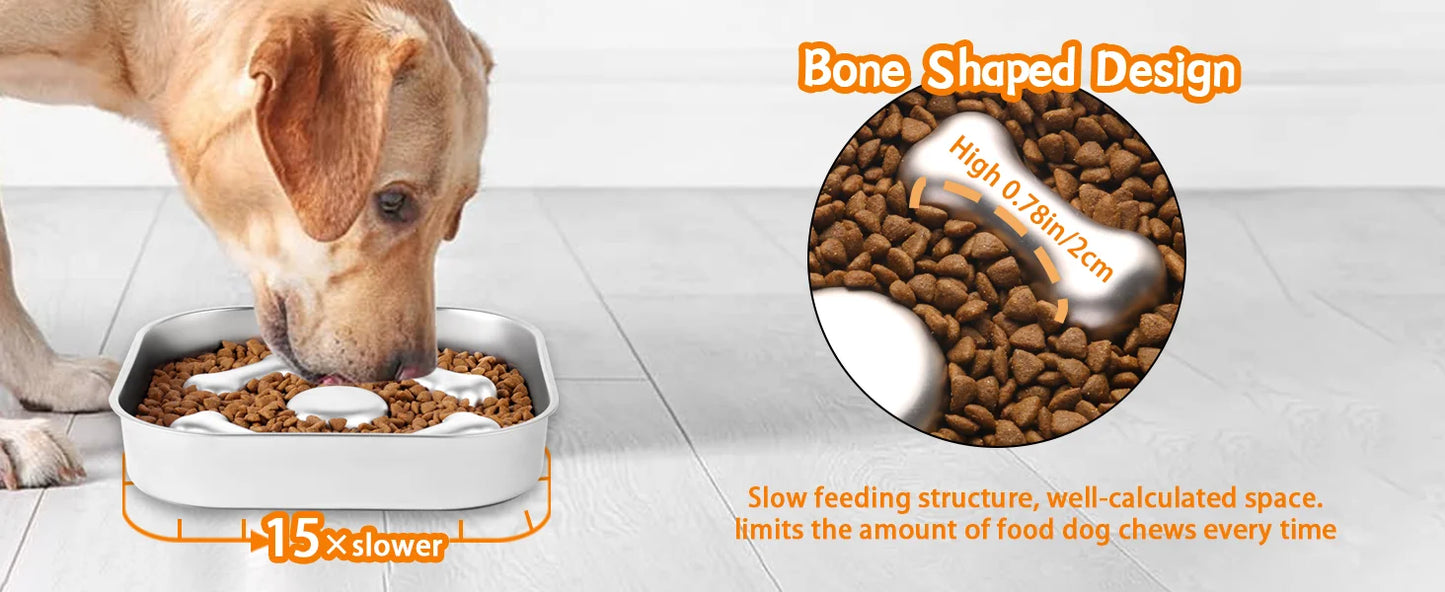 Stainless Steel Slow Feeder Bowl For Dogs And Cats