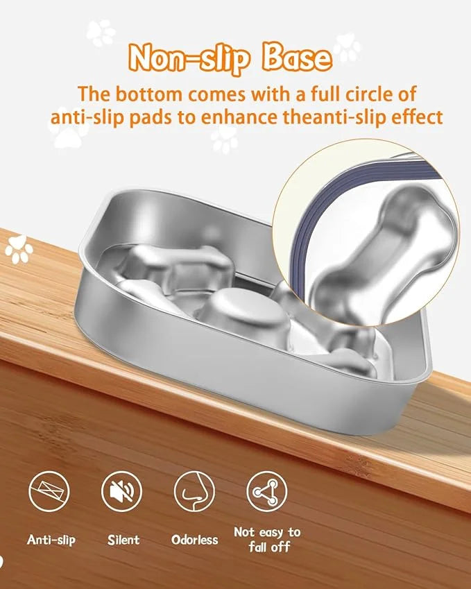 Stainless Steel Slow Feeder Bowl For Dogs And Cats