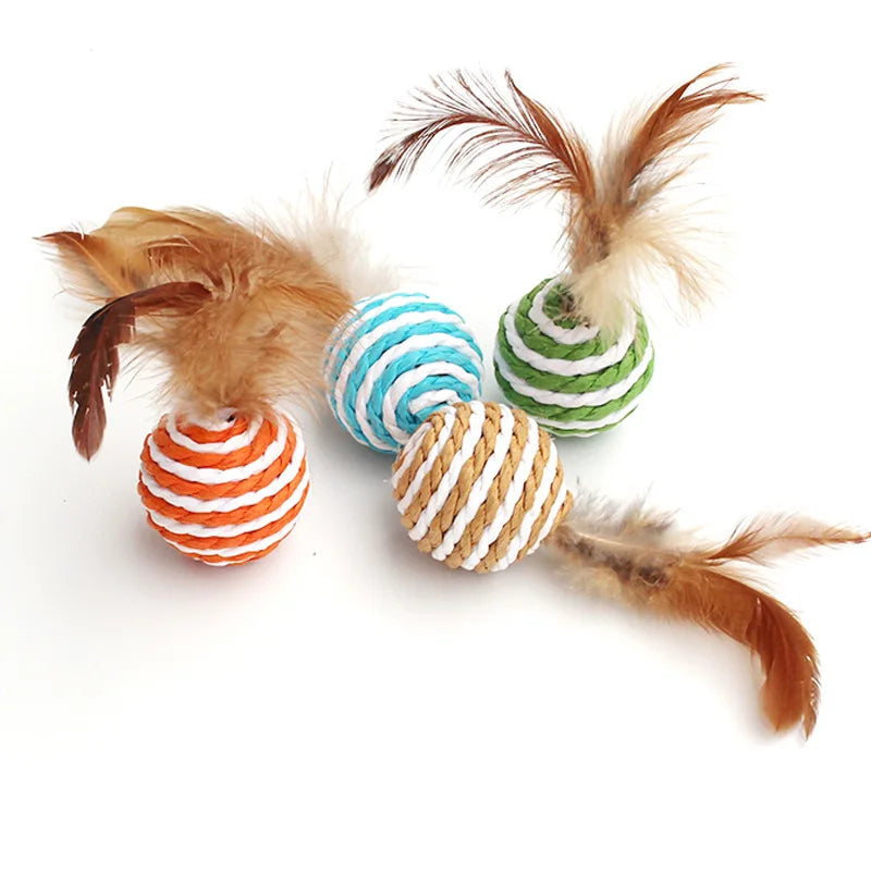 1pc Cat Toy Stick Feather Wand With Bell Mouse Cage